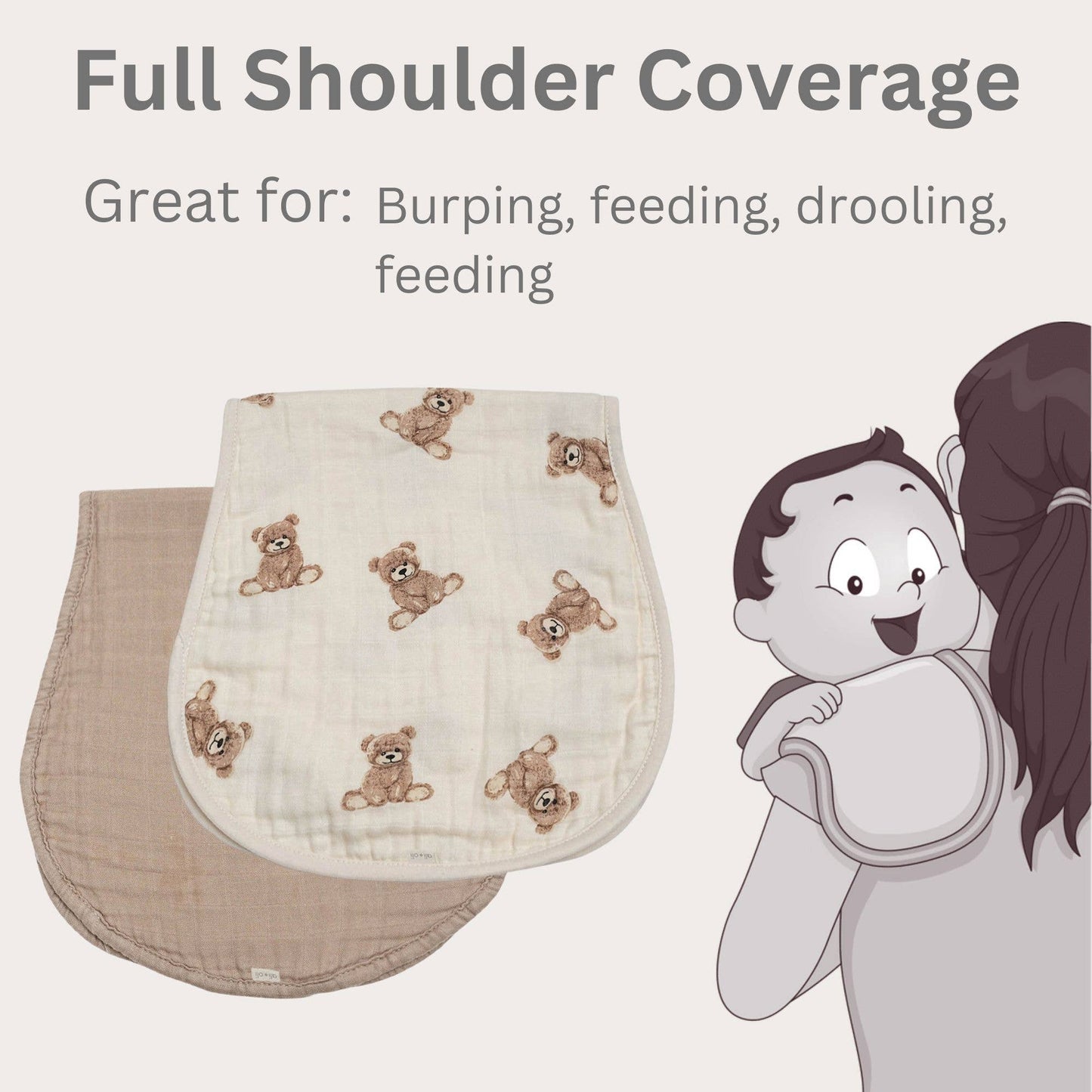 Ali+Oli - Bamboo Muslin Burp Cloth Set 2-Pack (Teddy/Taupe)