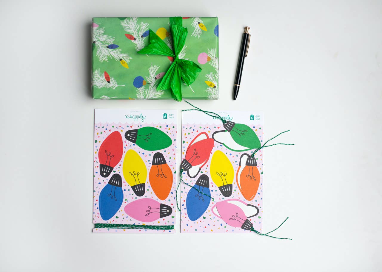 Wrappily Eco Gift Wrap Co. - Christmas Lights Pop-out Gift Tags, set of 6