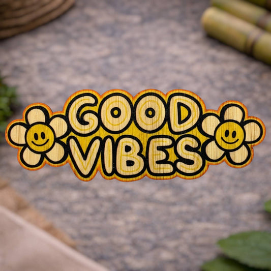 Bamboo Wood Stickers - Good Vibes Daisy