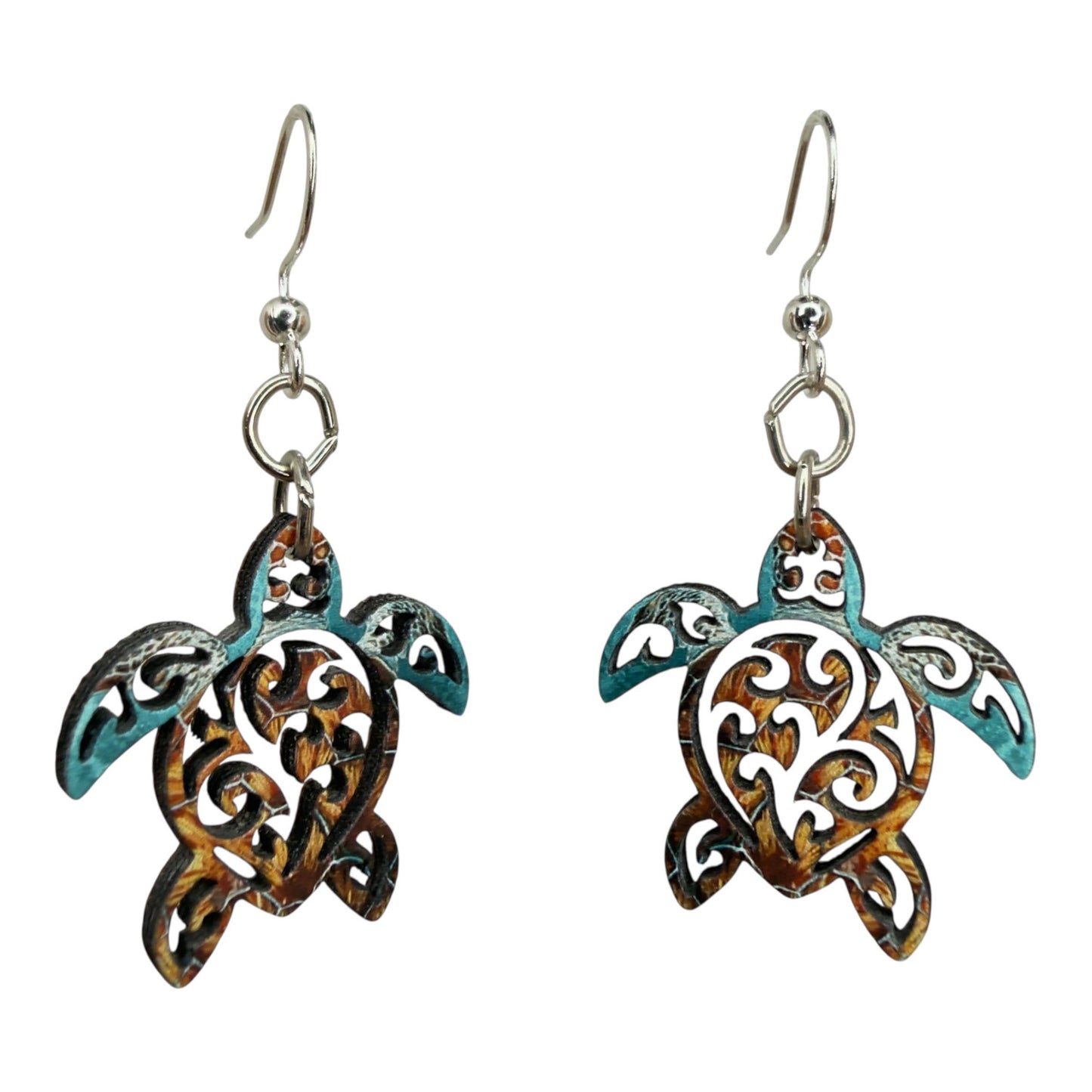 Green Tree Jewelry - Tribal Sea Turtle Earrings #1892