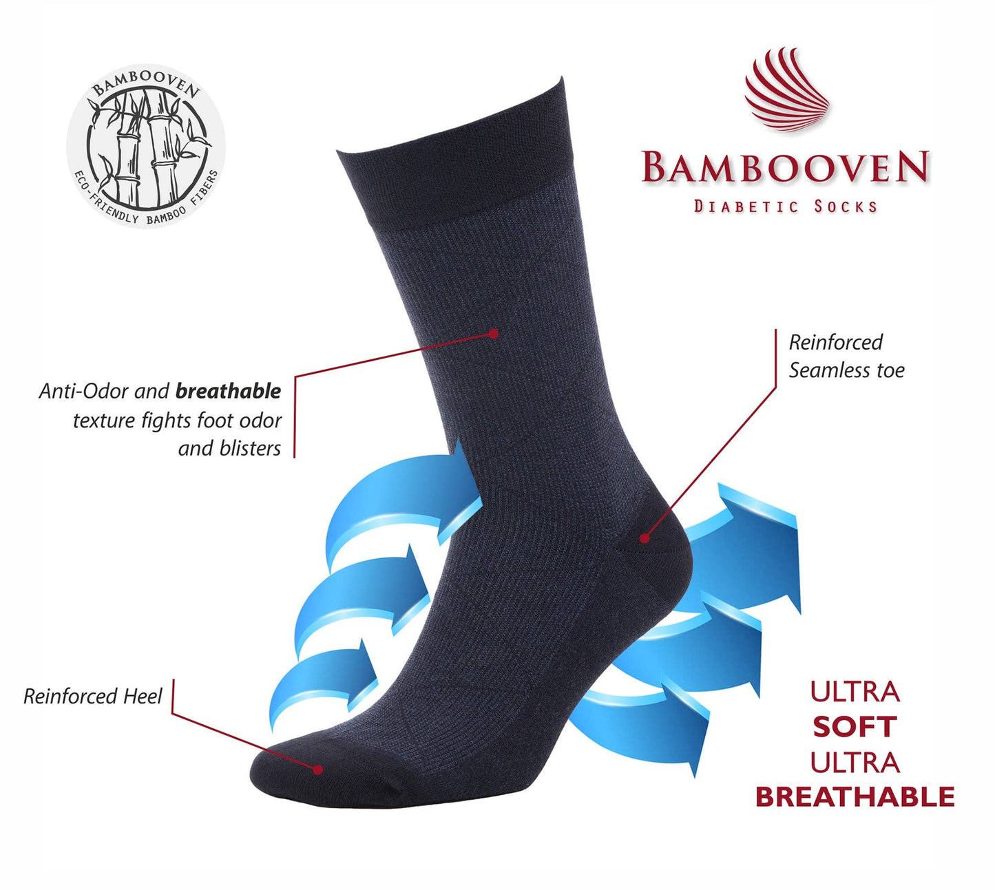 Bambooven - Bambooven Men’s Bamboo Dress & Trouser Socks – (6 Pairs) 635