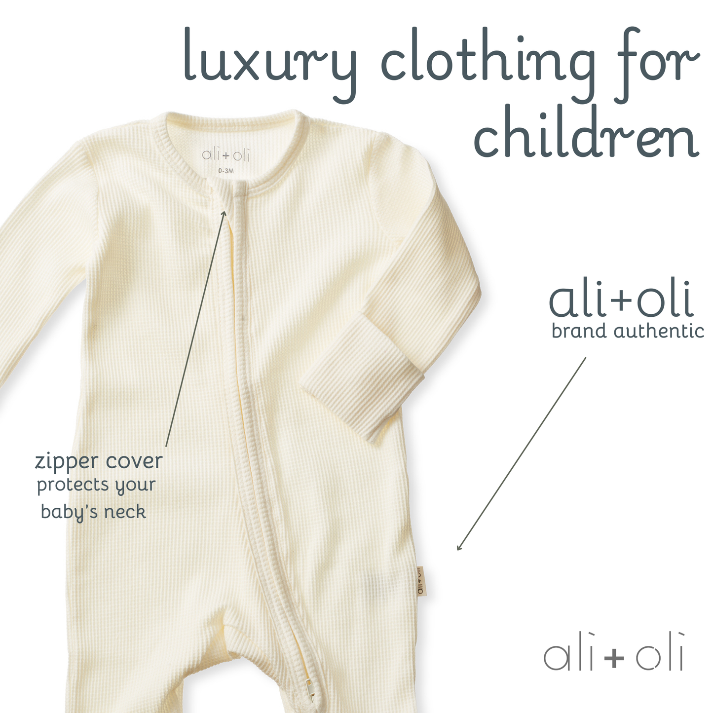 Ali+Oli - Baby Footie 2-Way Zipper – Organic Cotton Waffle Knit
