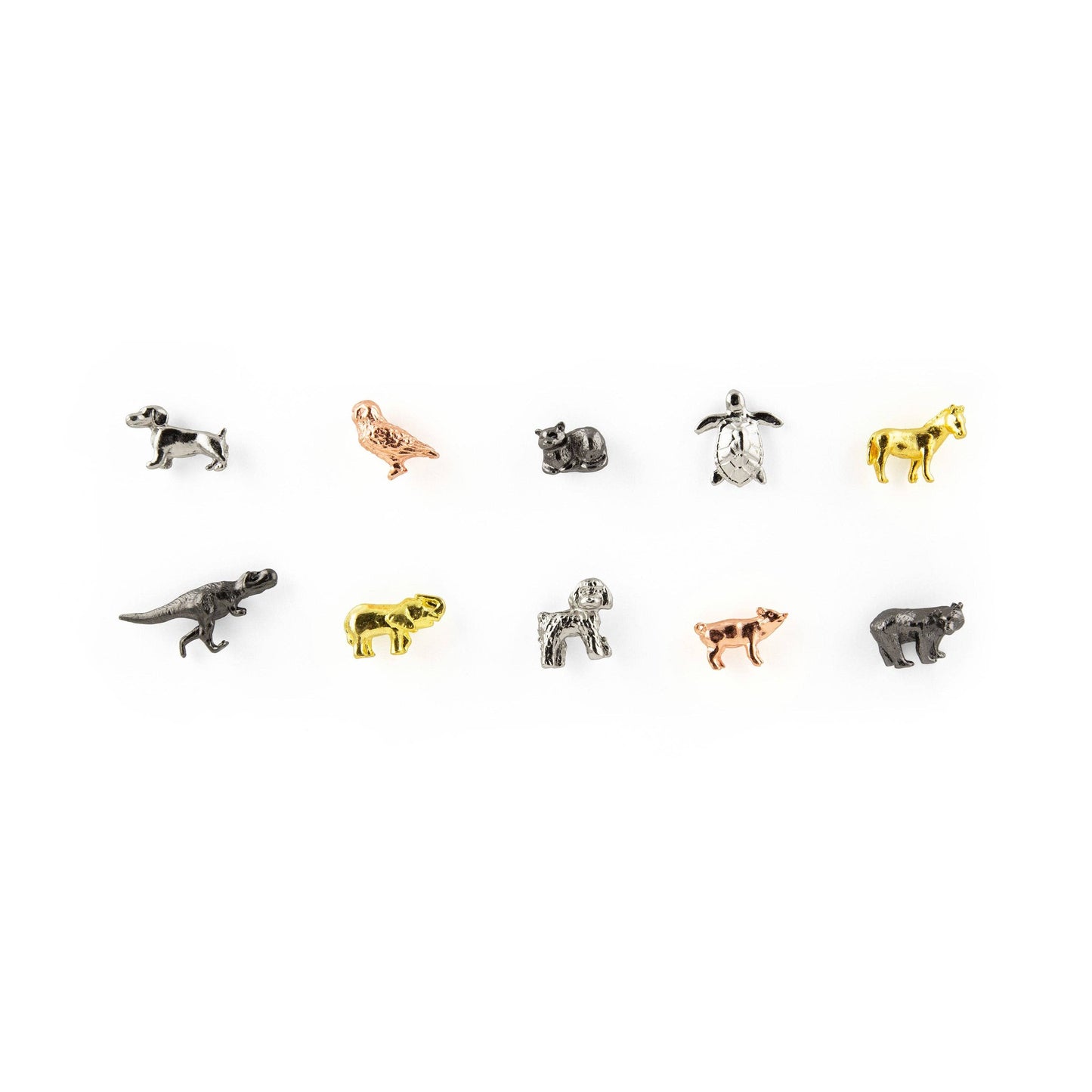 Cast metal dinosaur magnets