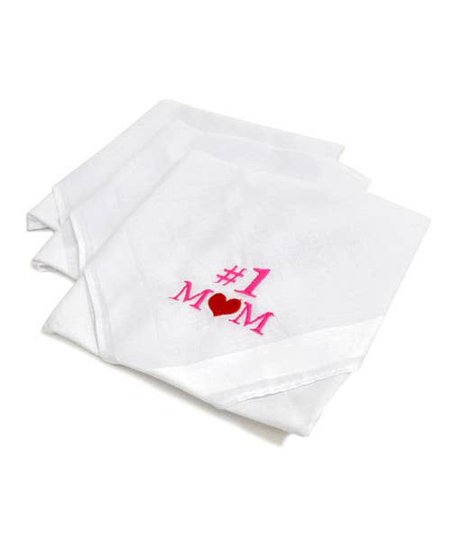 Women's "#1 Mom" Cotton Embroidered Handkerchiefs 3pcs Set