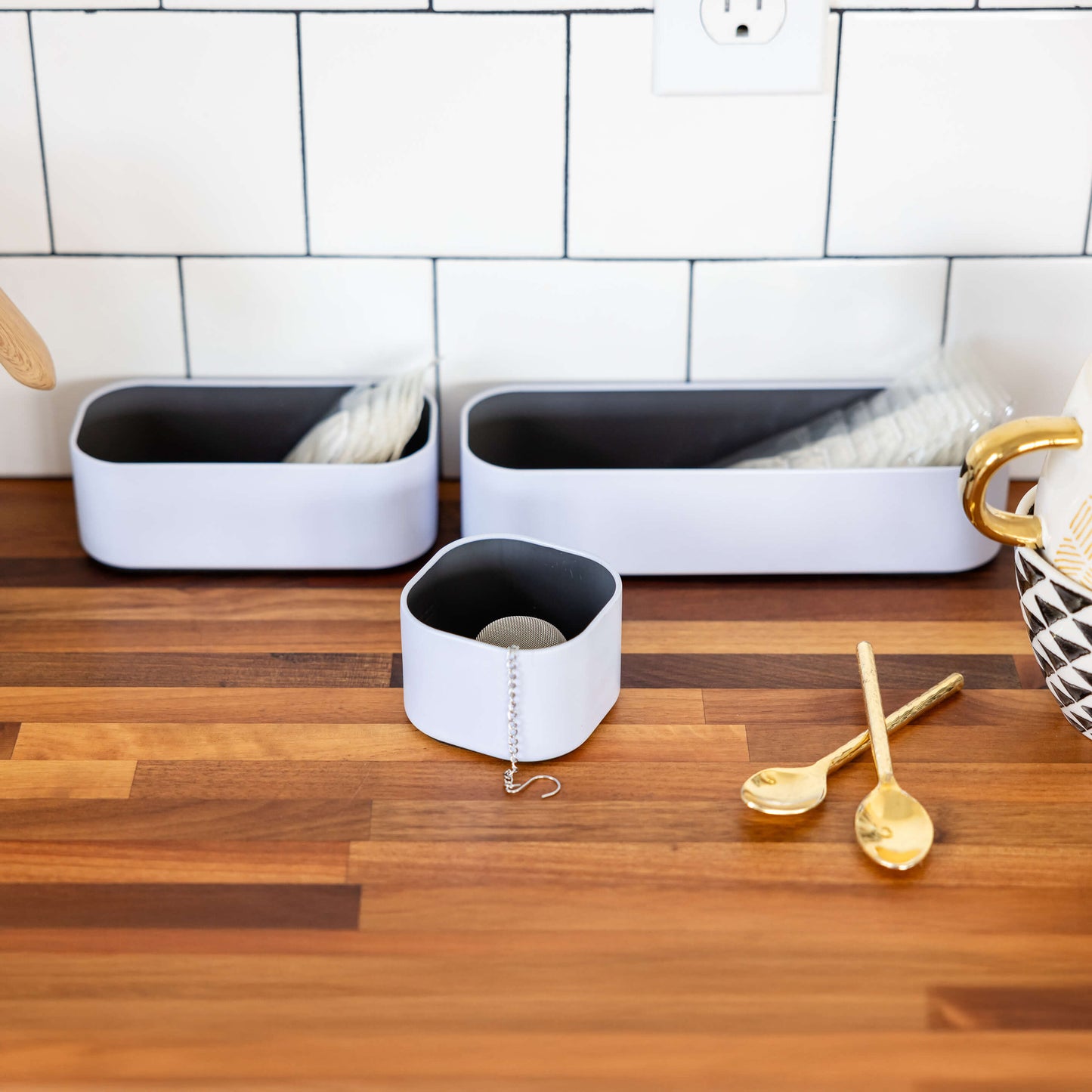 Metal stacking bins + drawer organizers sets of 3 small 2"