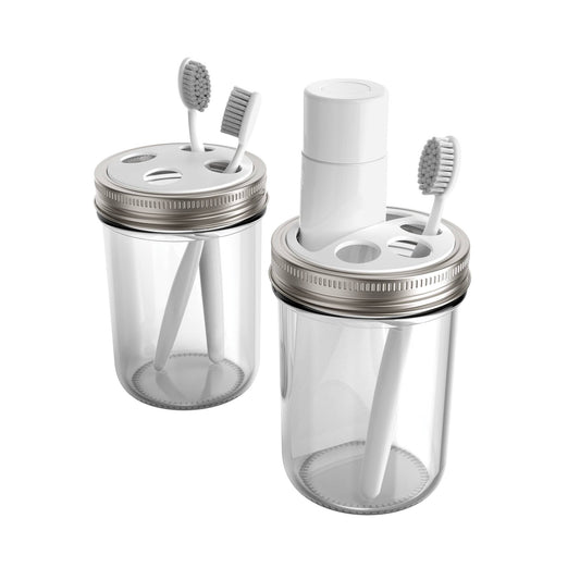 Fox Run Brands - Jarware Toothbrush and Toothpaste Holder Lids for Wide Mouth