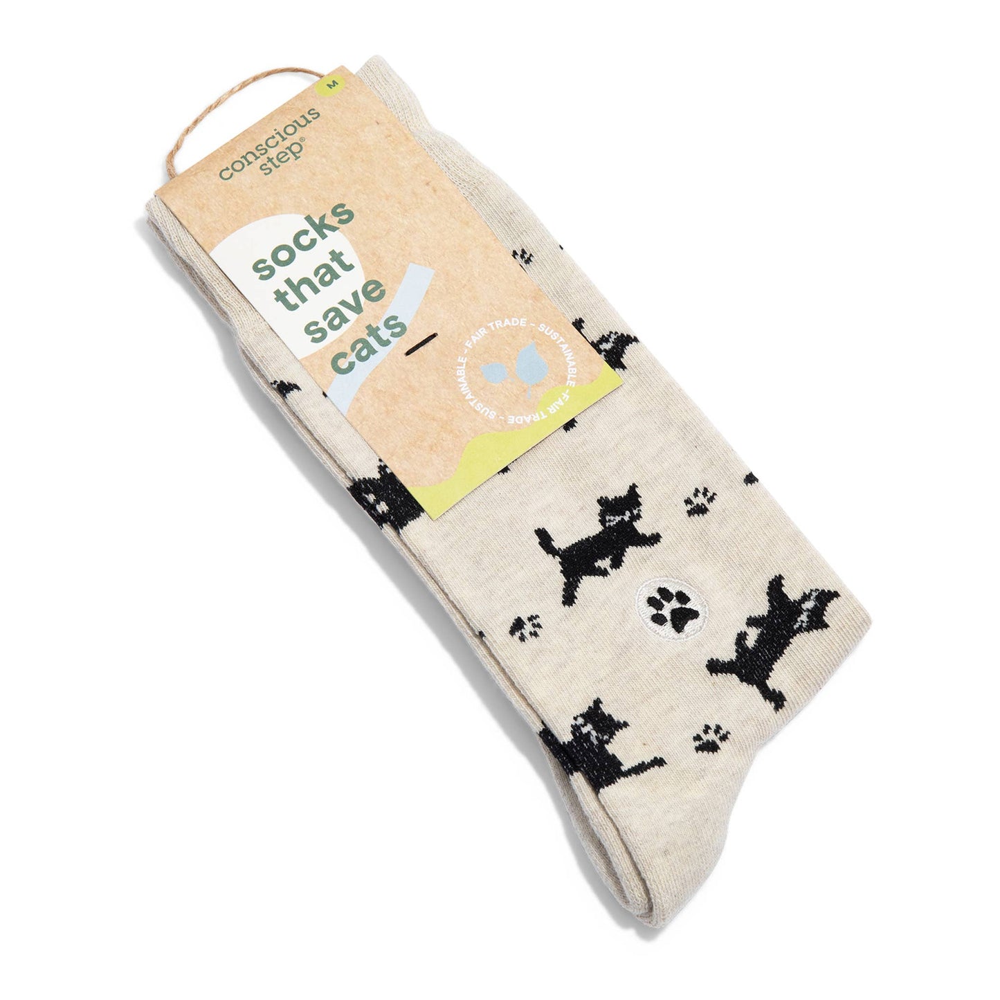 Conscious Step - Socks that Save Cats | Beige Cats - Gifts for Cat People