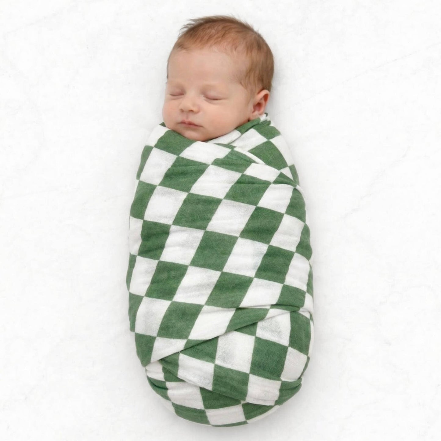 Muslin Swaddle Blanket - Sage Checker