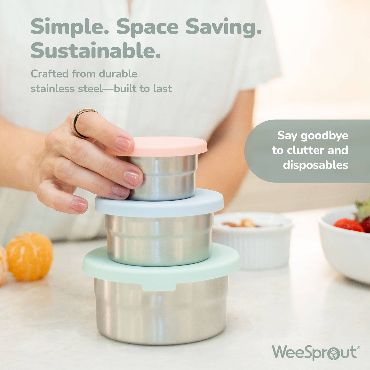 WeeSprout - Stainless Steel Nesting Storage Containers – Set of 3