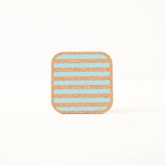 Cork Coasters | Candy Stripes - Blue | Set of 4