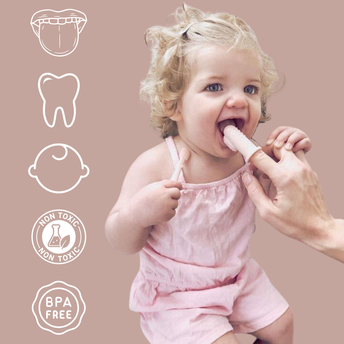 Ali+Oli - Baby Finger Toothbrush & Tongue Cleaner Oral Set 3m+ (Ivory)