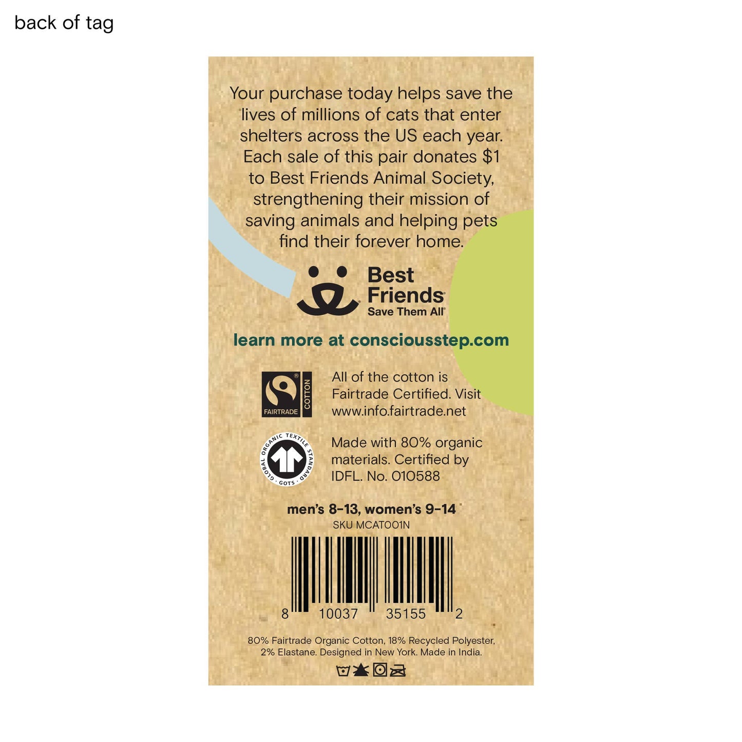 Conscious Step - Ankle Socks that Save Cats | Beige - Gifts for Cat Lovers