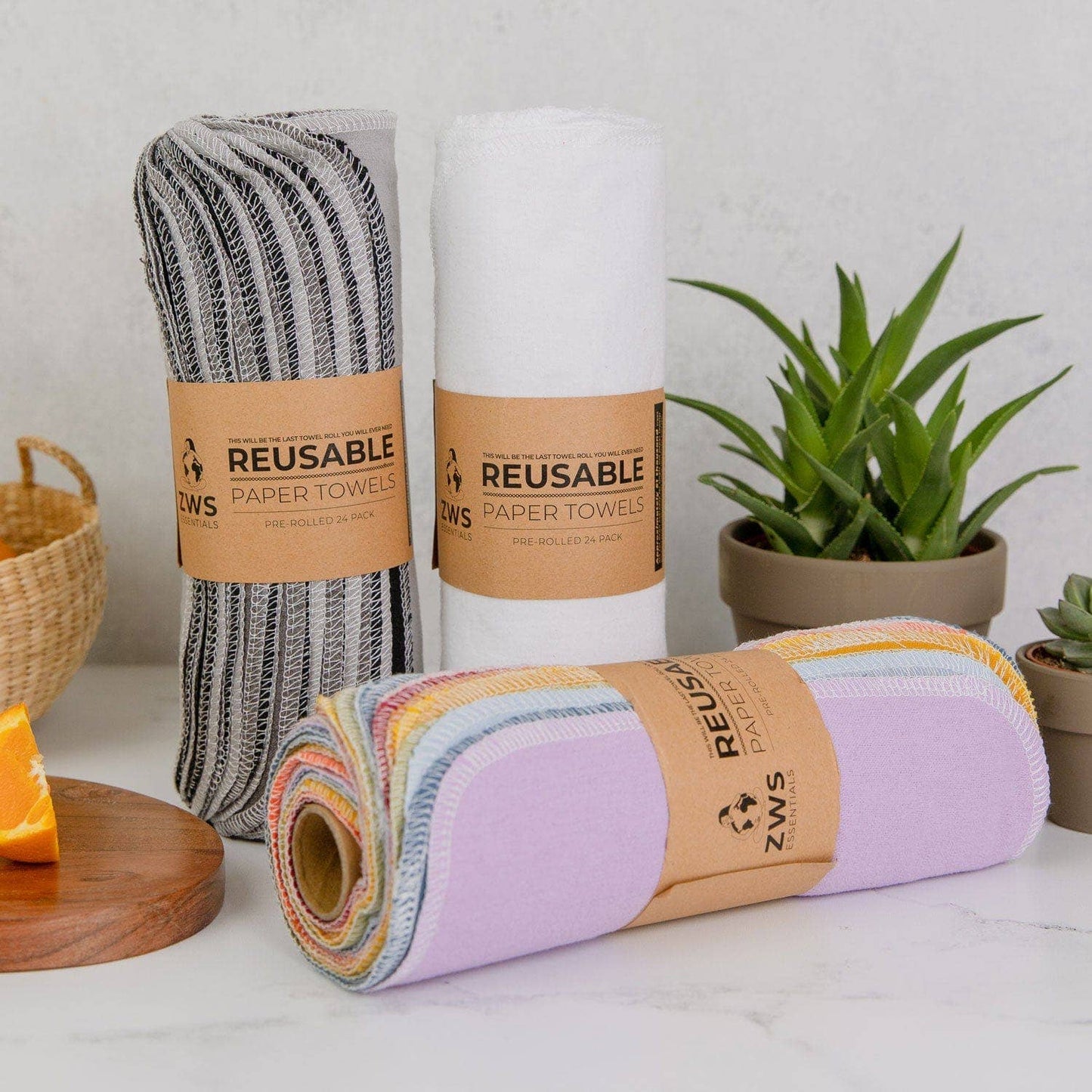 Reusable Paper Towels - Pre-Rolled 24-Pack