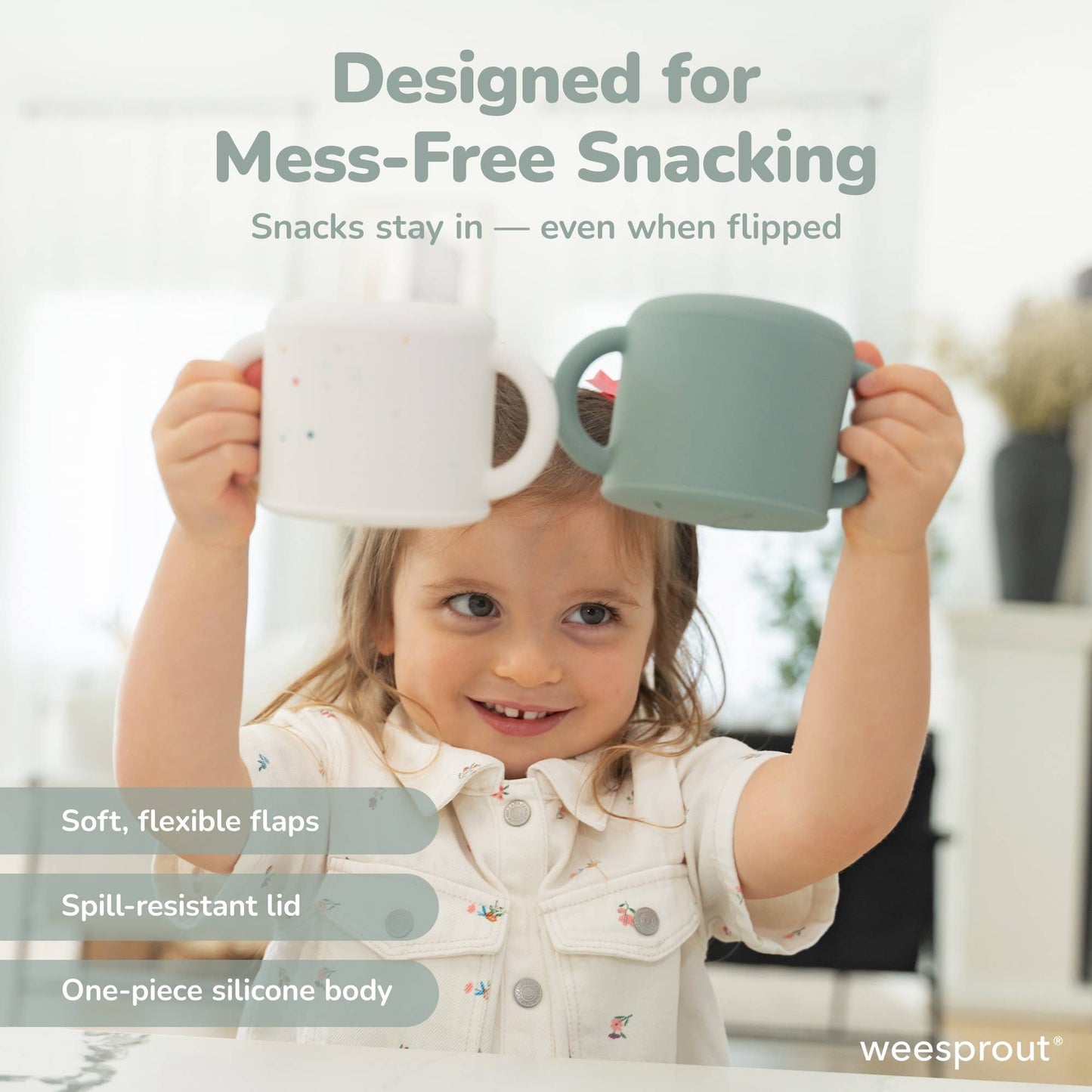 WeeSprout - Silicone Spill-Proof Snack Cup for Babies & Toddlers
