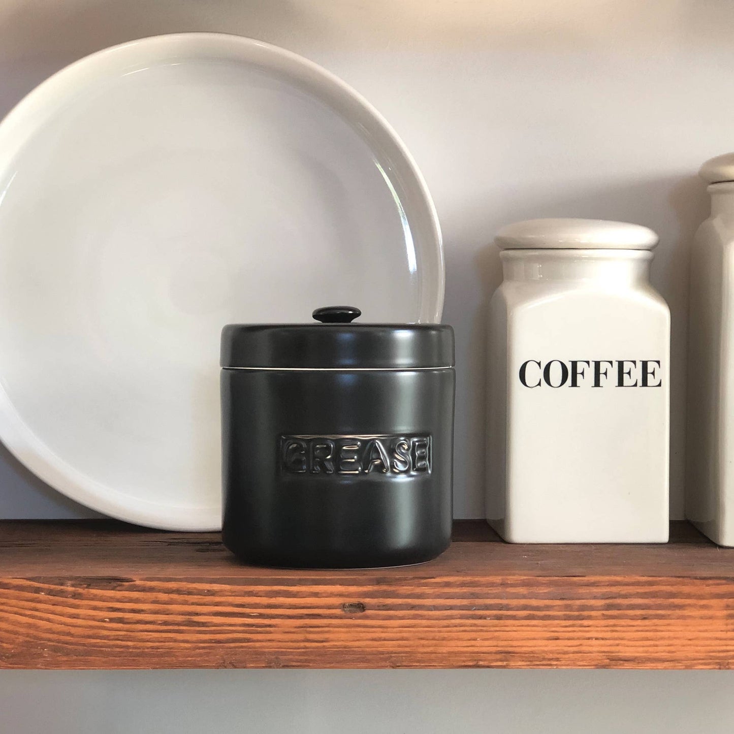 Fox Run Brands - Fox Run Grease Container, Black Porcelain, 5" x 5" x 5.5"