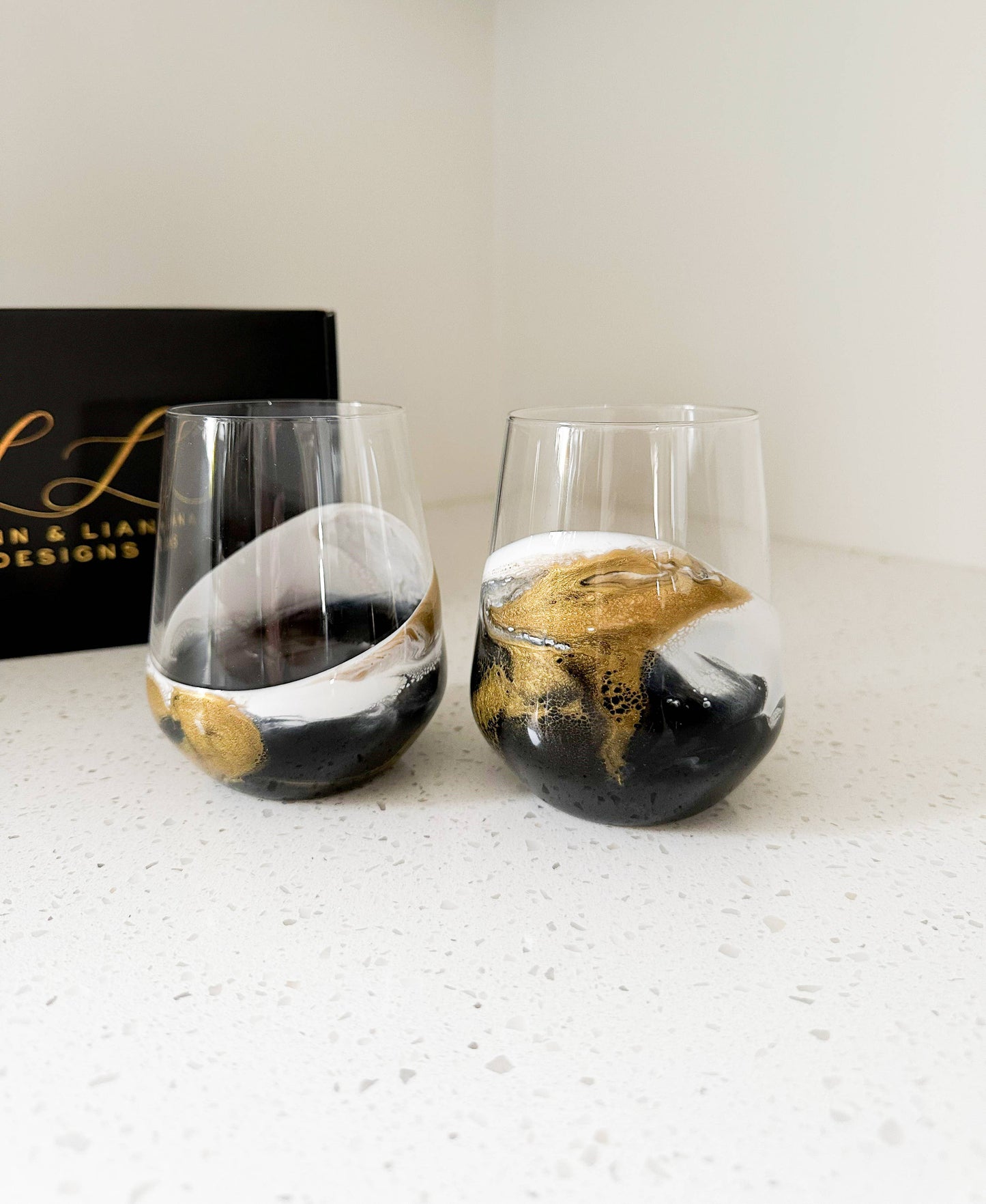 Resin Accented Wine Glasses- Price is per glass -NO TARIFFS!