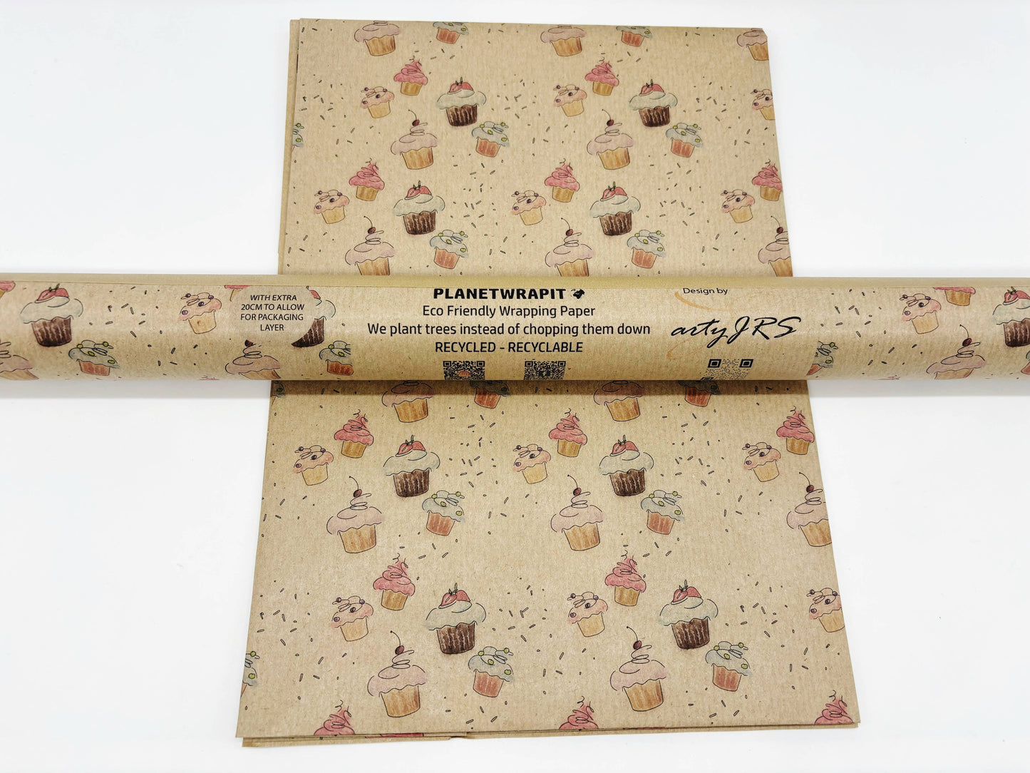 Cupcakes Recycled Kraft Wrapping Paper