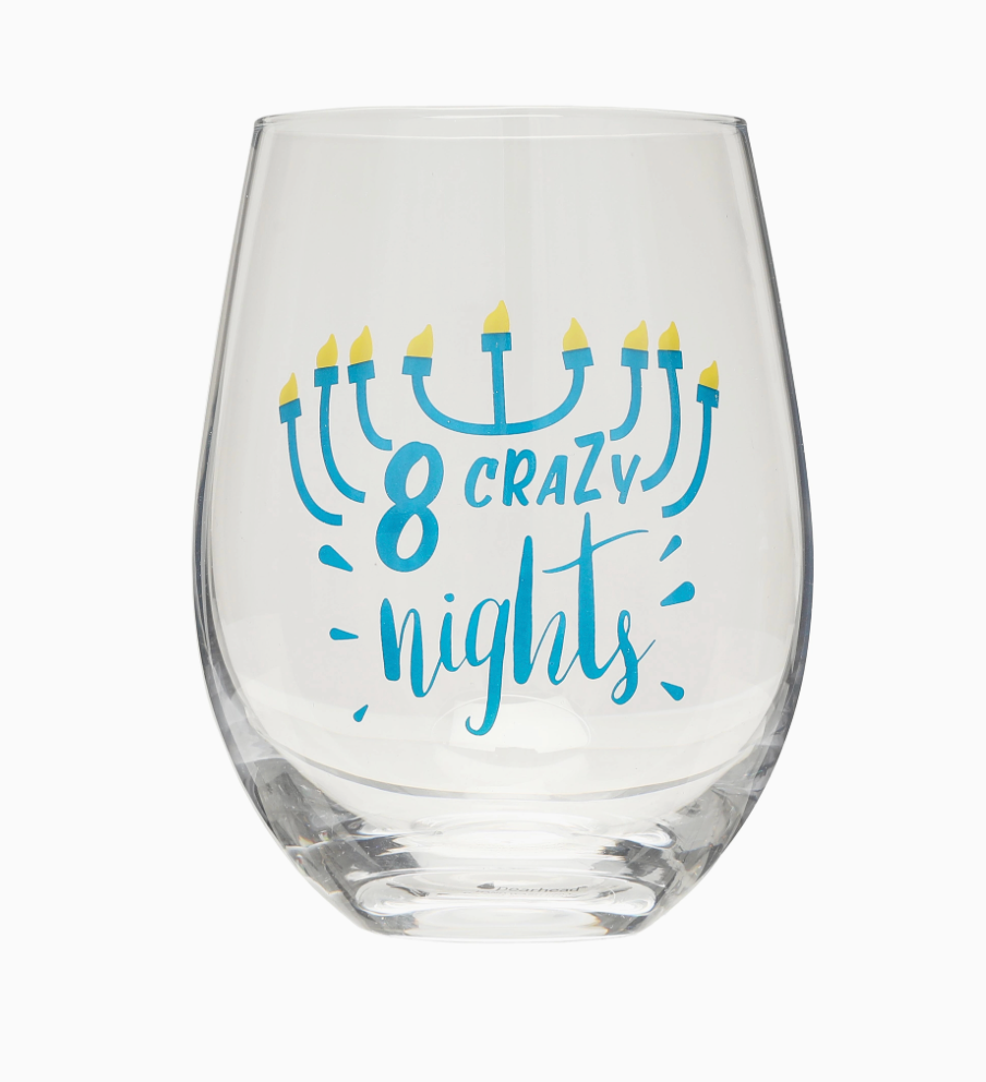 Hanukkah - 8 Crazy Nights Stemless Wine Glass