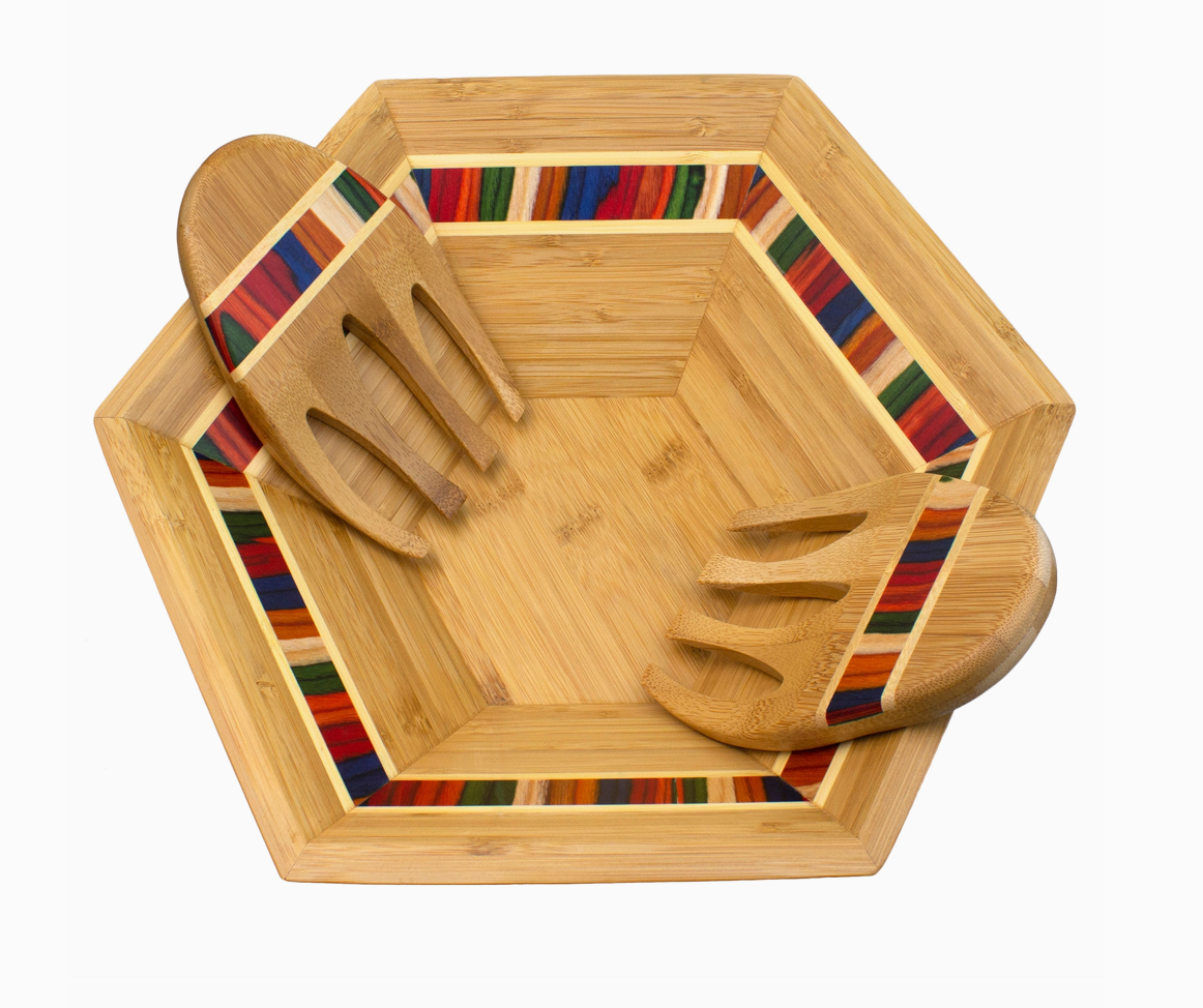 Marrakesh Collection Salad Bowl with Salad Hands