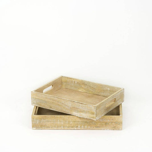 11501-16" And 14" Nested Wood Mango Trays
