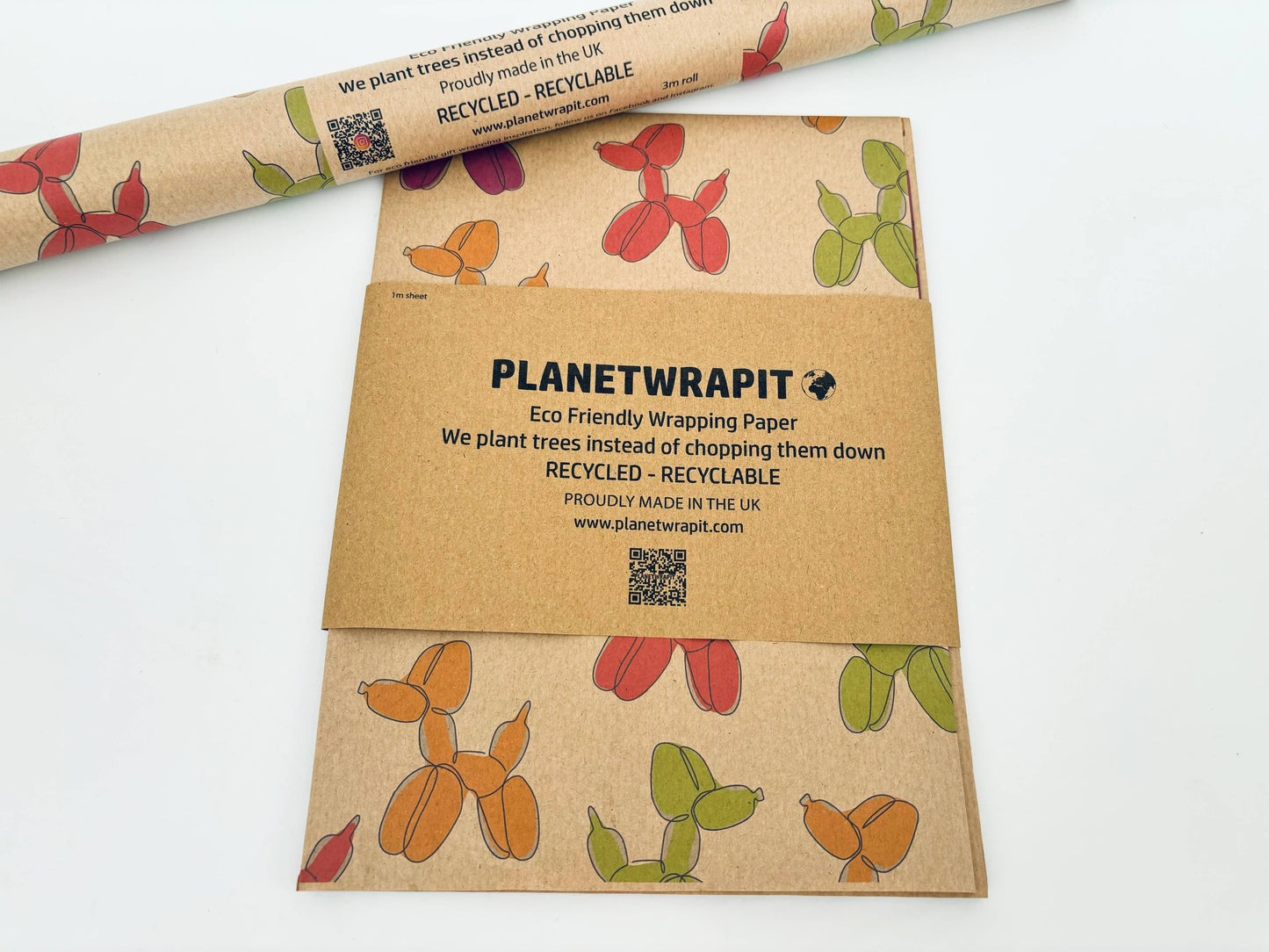 Balloon Dogs Recycled Kraft Wrapping Paper Gift Wrap