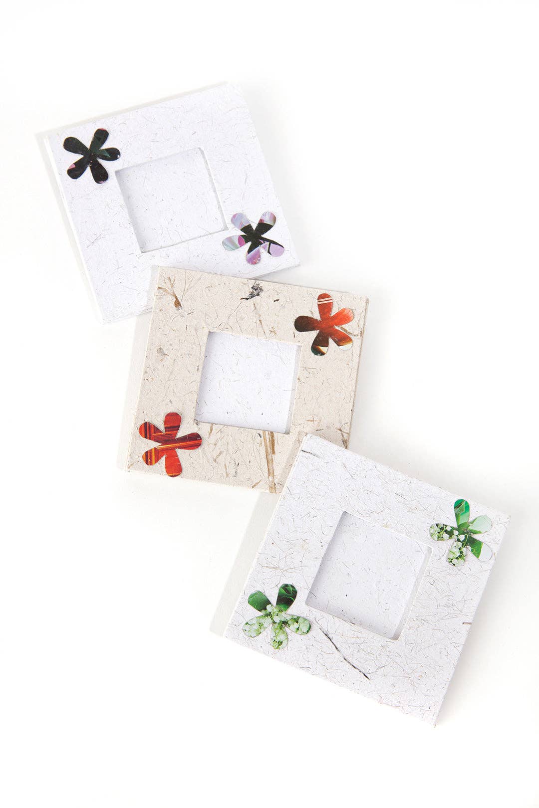 Recycled Paper and Pop Can Flower Picture Frame - Two Sizes