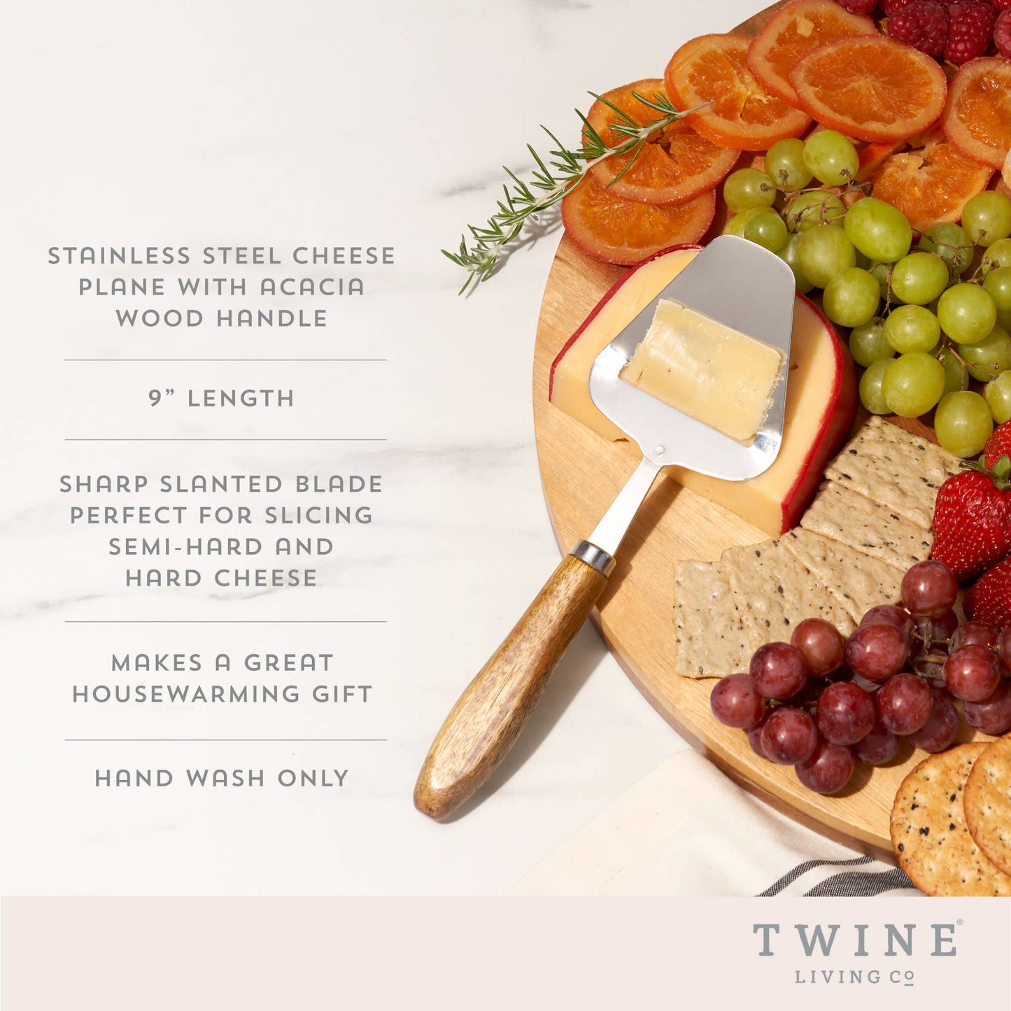 Acacia and Stainless Steel Hard Cheese Plane Slicer