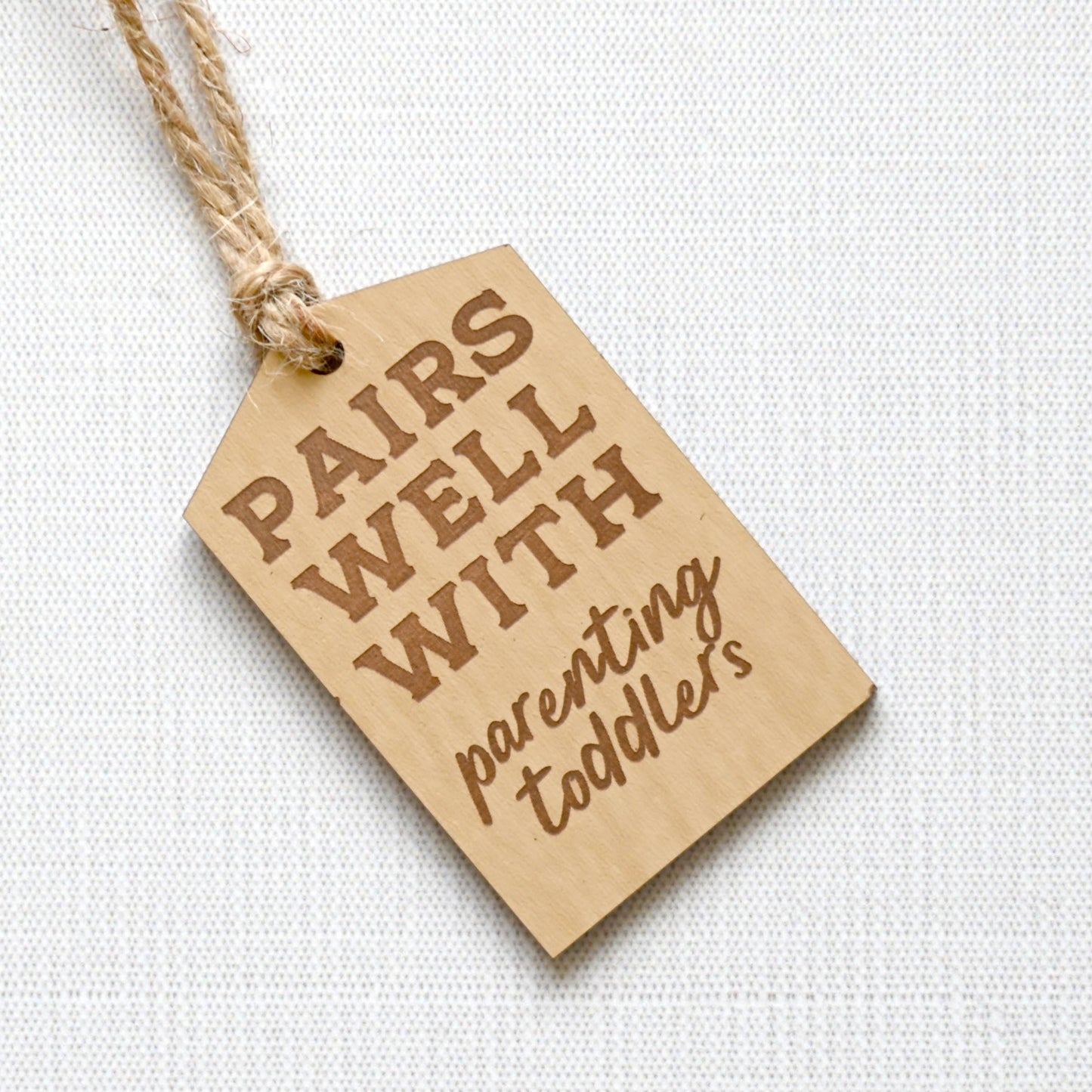 Pairs Well With Parenting Toddlers Bottle Tag