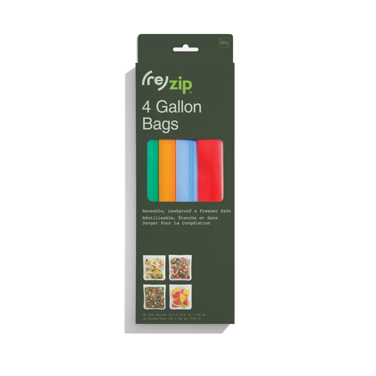 Reusable Gallon Storage Bags - Colored - 4 Piece Set