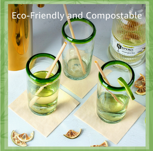 Bamboo Cocktail Napkins - 50 Pack - 2 Ply