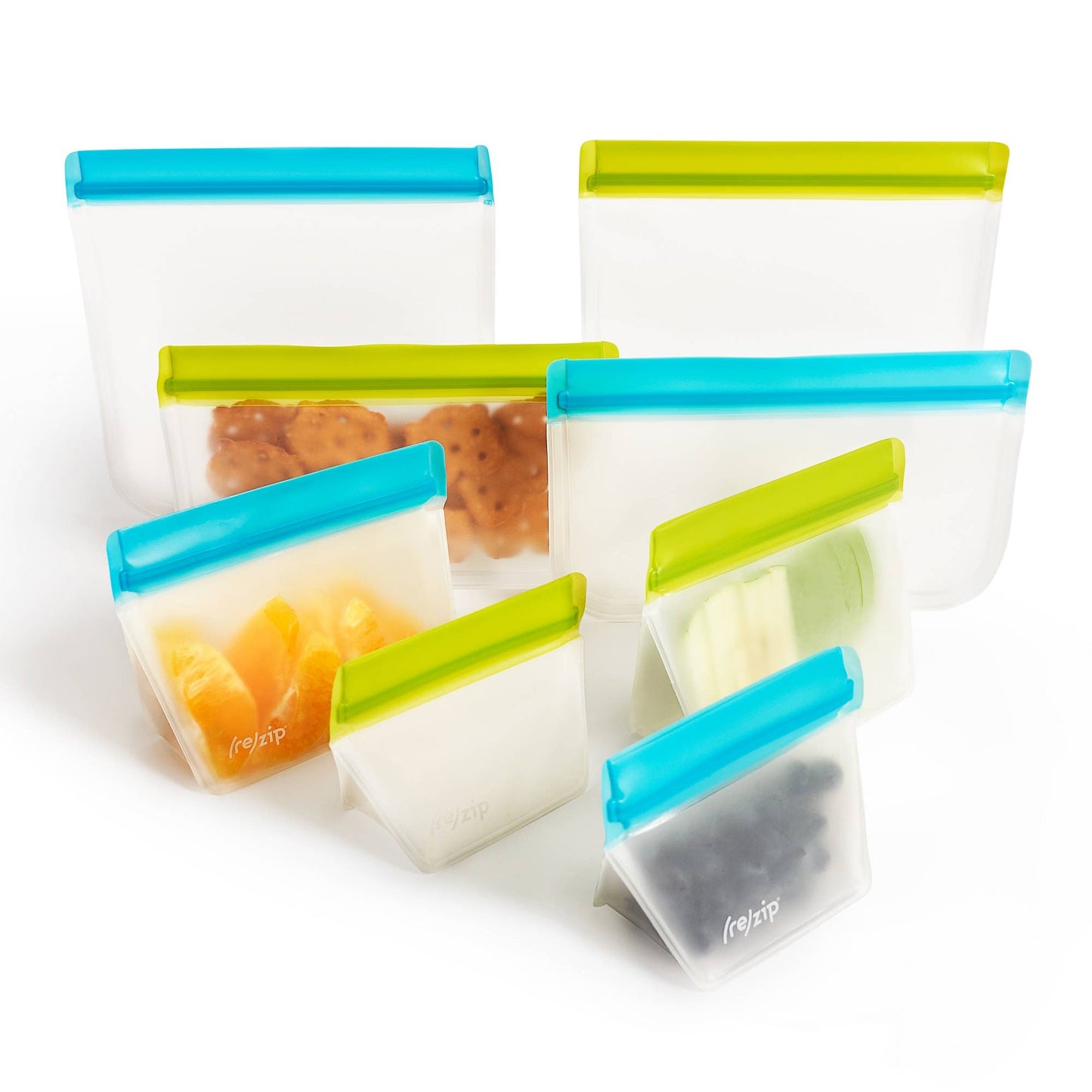 Reusable Flat & Stand Up Storage Bags - 8 Piece Set