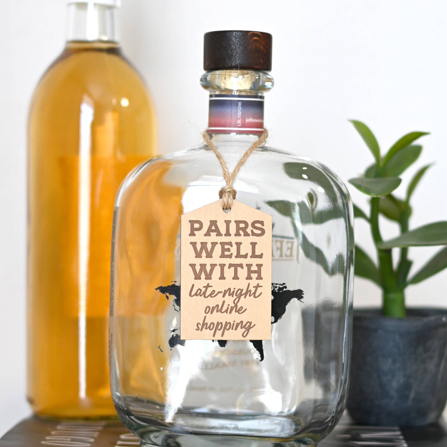 Pairs Well With Late Night Online Shopping Bottle Tag