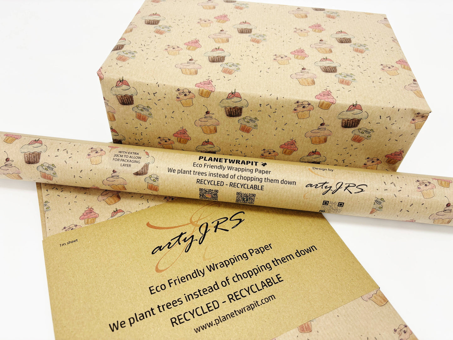 Cupcakes Recycled Kraft Wrapping Paper