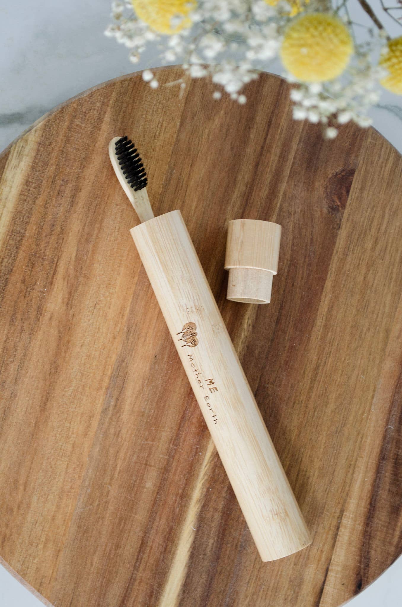 Bamboo Toothbrush Travel Case + Toothbrush Set
