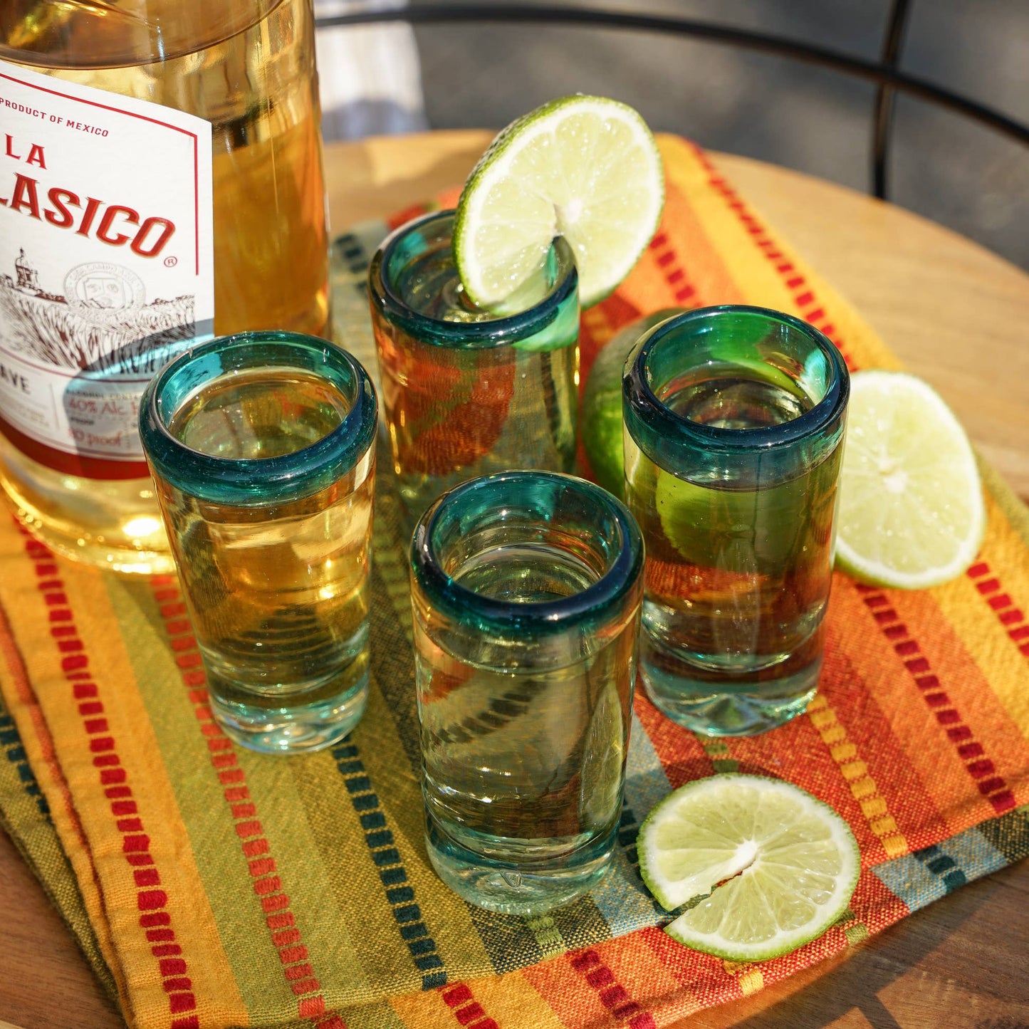 Primavera Hand Blown Recycled Glass Shot Glasses Set of 4