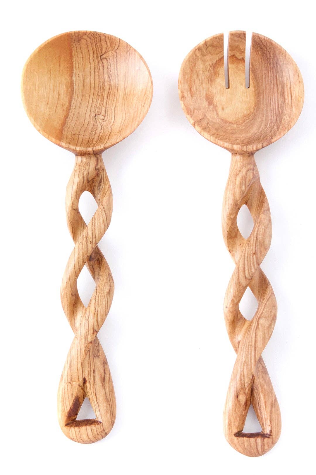 Twisted Olive Wood Salad Server Set
