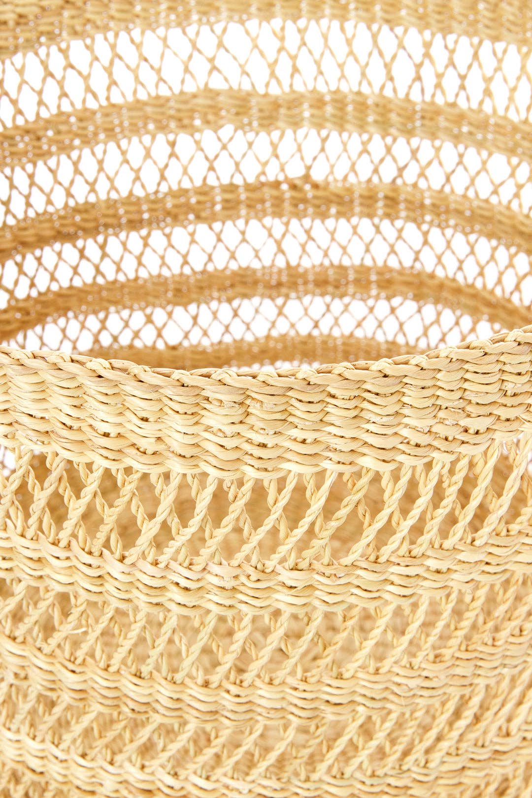 Lace Weave Basket Bin from Ghana - Medium