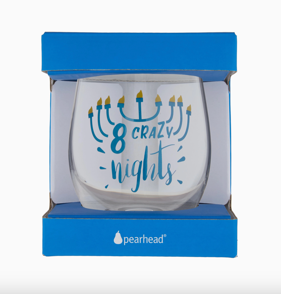 Hanukkah - 8 Crazy Nights Stemless Wine Glass