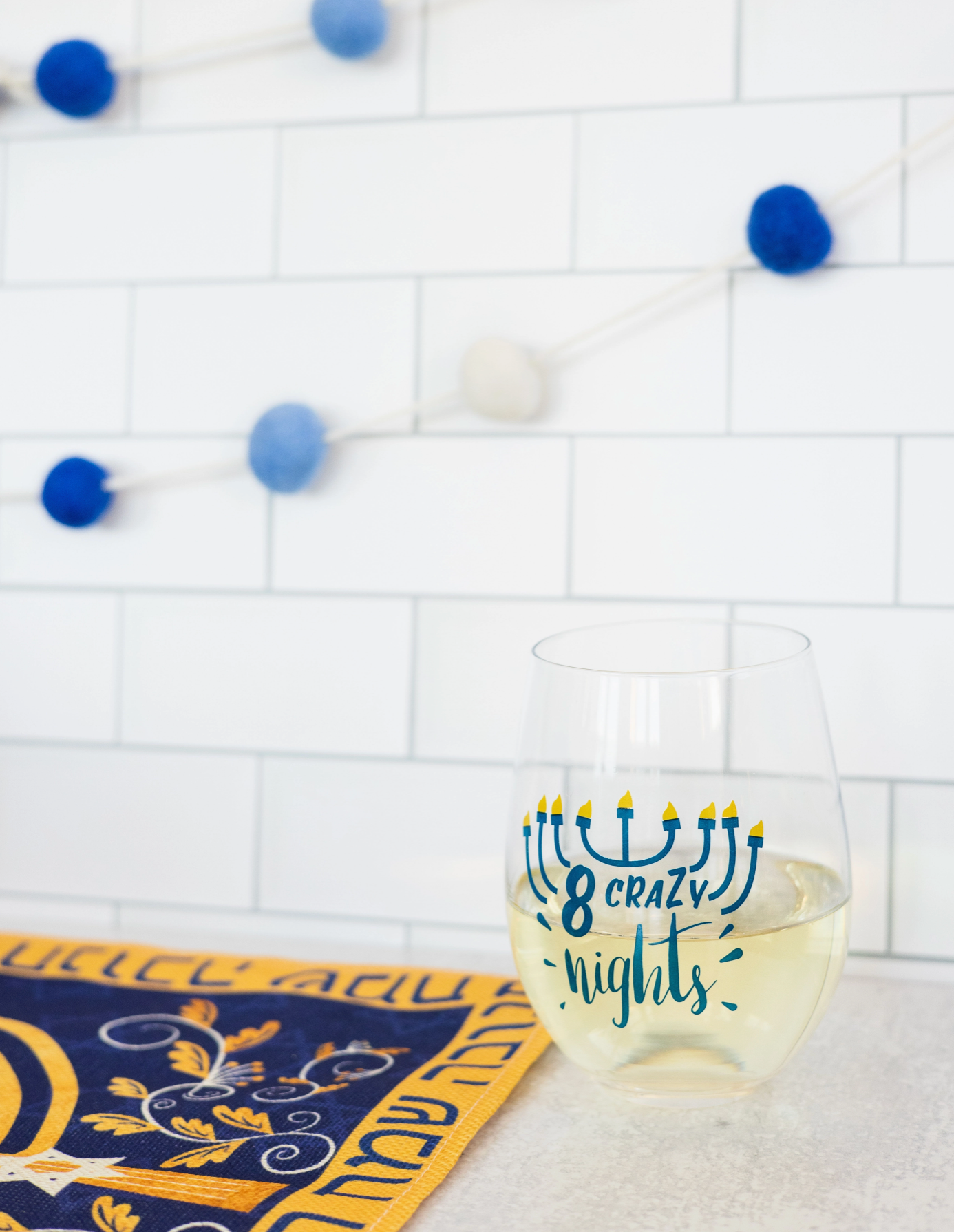 Hanukkah - 8 Crazy Nights Stemless Wine Glass