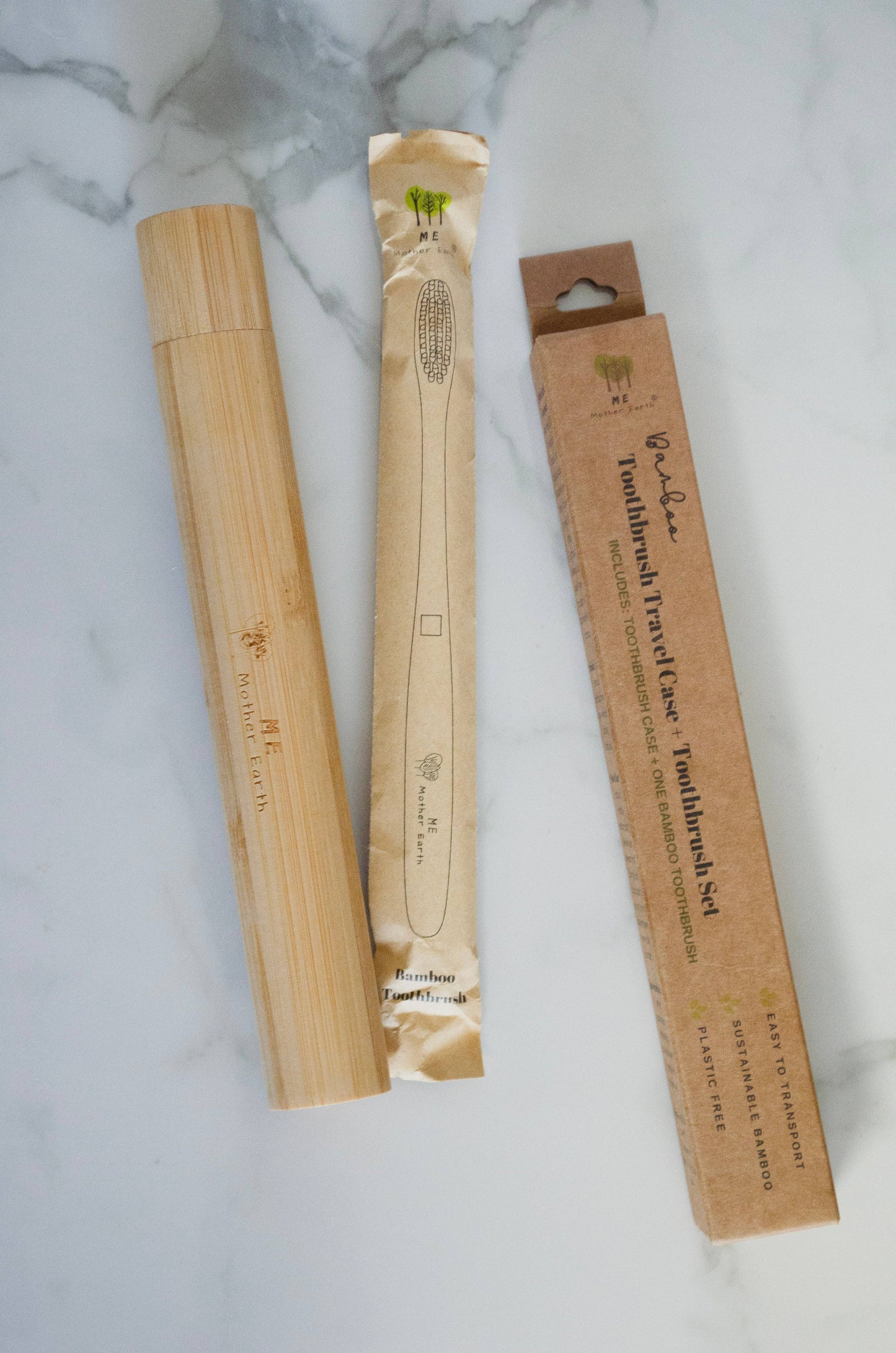 Bamboo Toothbrush Travel Case + Toothbrush Set