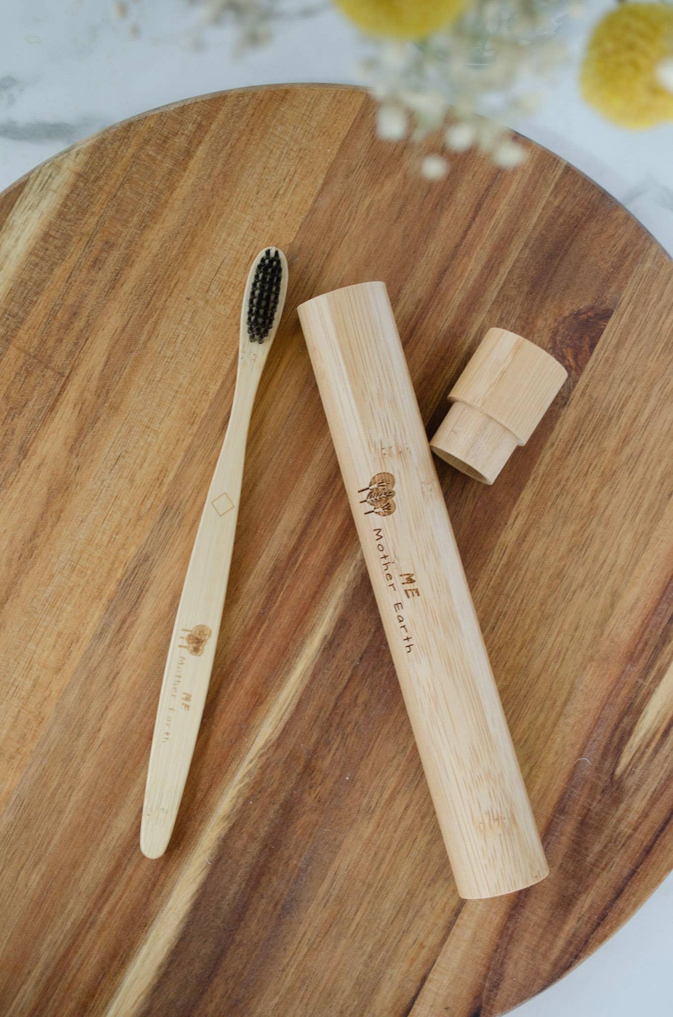 Bamboo Toothbrush Travel Case + Toothbrush Set
