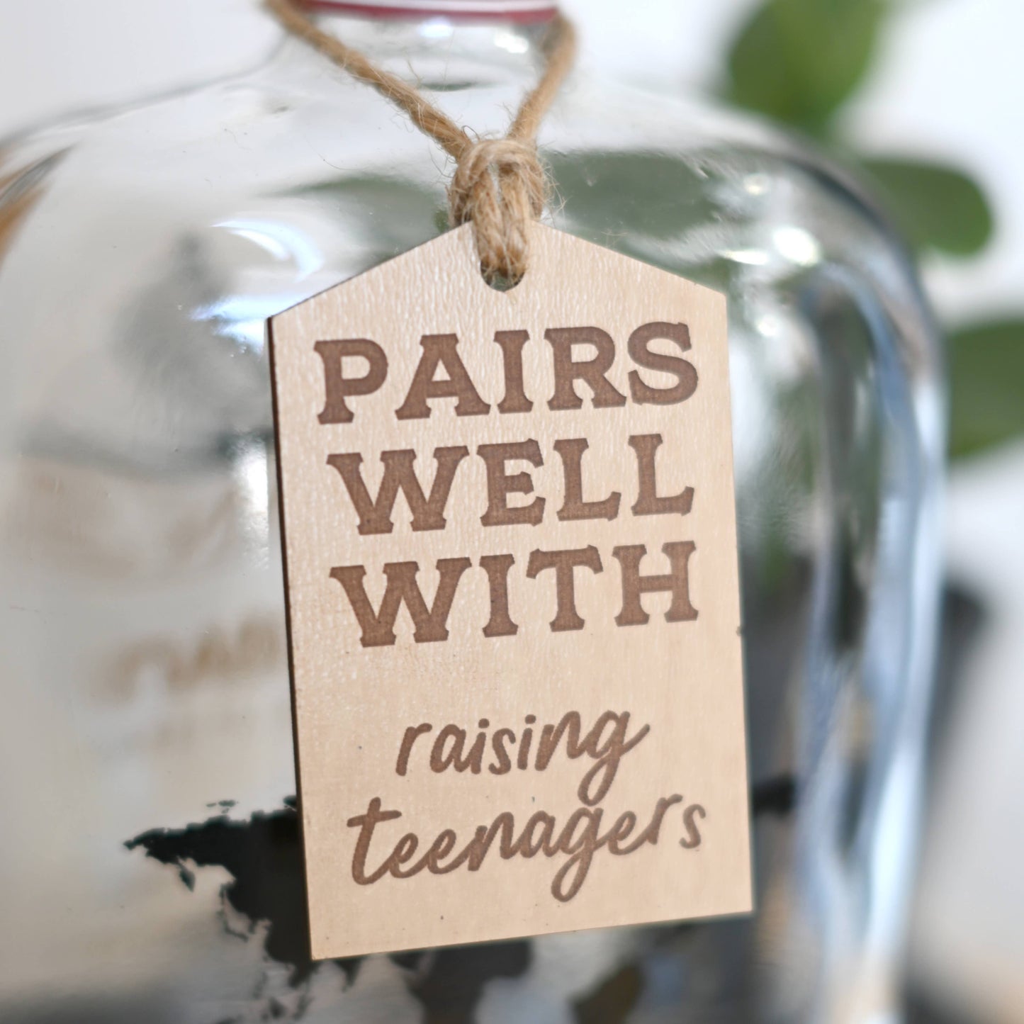 Pairs Well With Raising Teenagers Bottle Tag