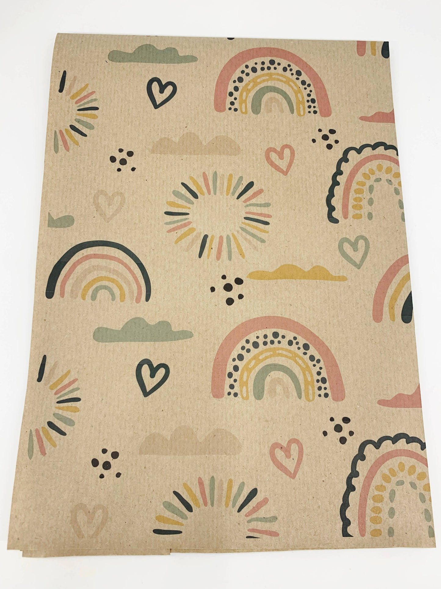 Rainbow and Hearts Recycled Eco Kraft Wrapping Paper (Copy)