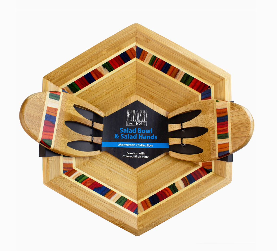 Marrakesh Collection Salad Bowl with Salad Hands