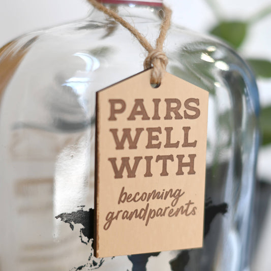 Pairs Well With Becoming Grandparents Bottle Tag