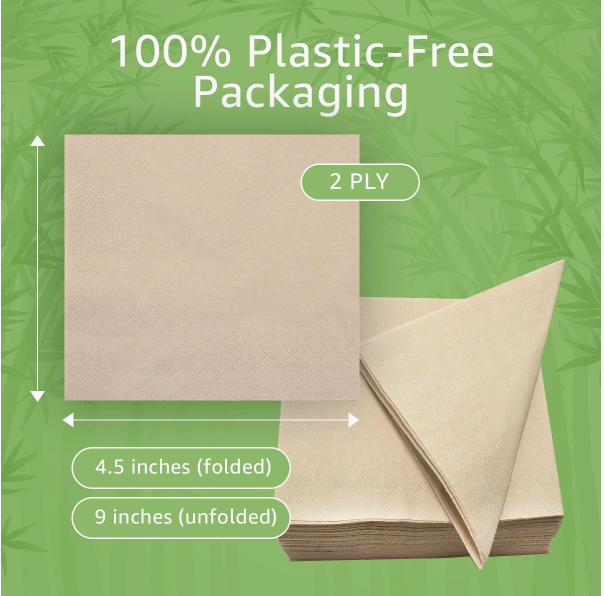 Bamboo Cocktail Napkins - 50 Pack - 2 Ply