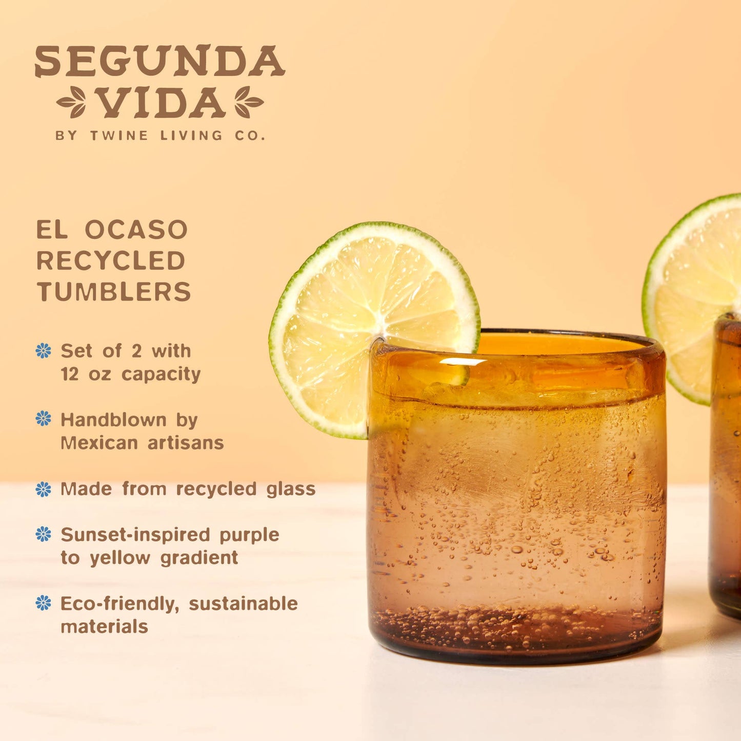 Segunda Vida El Ocaso Recycled Tumblers Set of 2