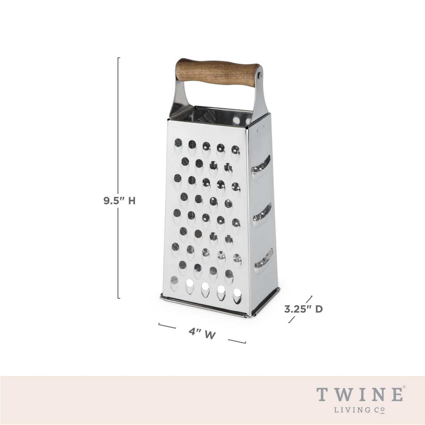 Acacia and Stainless Steel Cheese Grater 4 Grating Patterns