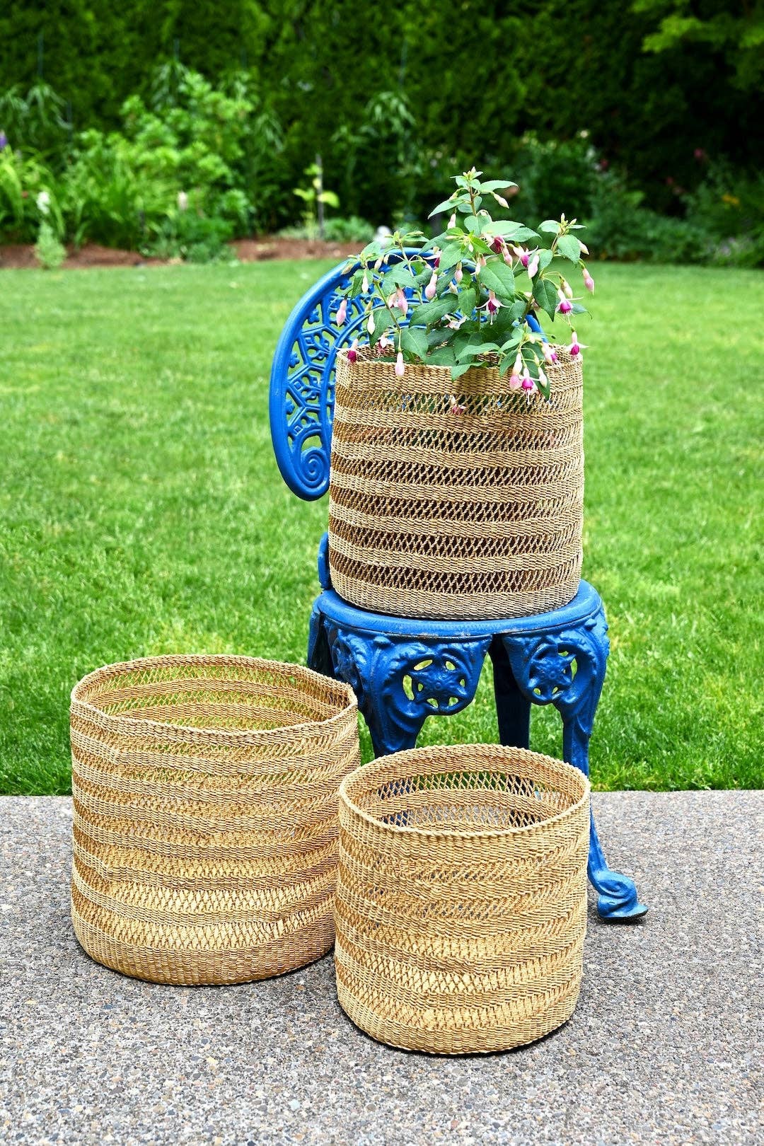 Lace Weave Basket Bin from Ghana - Medium