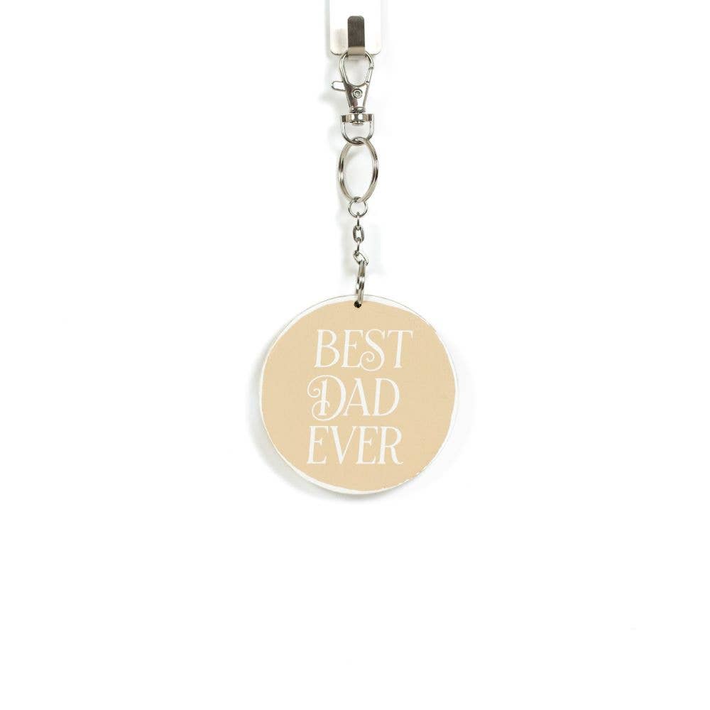 12628-Round Tan Best Dad Ever Keychain